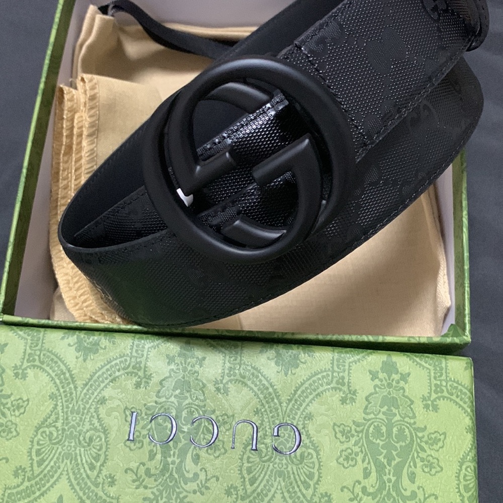 Gucci Black Monogram Women's Belt